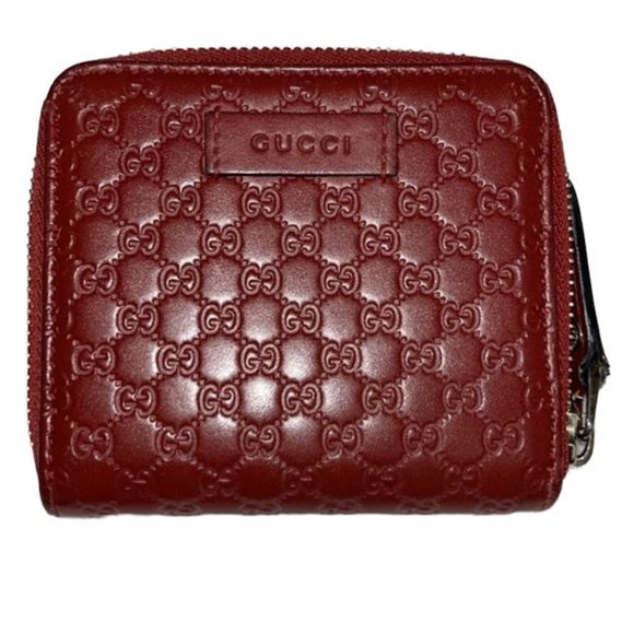 Authentic Gucci Leather Guccissima Red Compact Wallet - Picture 1 of 16